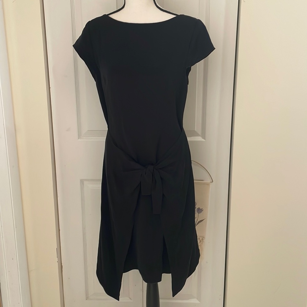 Lee Anderson Couture New York Black Wrap Tie Front Dress